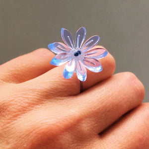 Flower ring / light blue